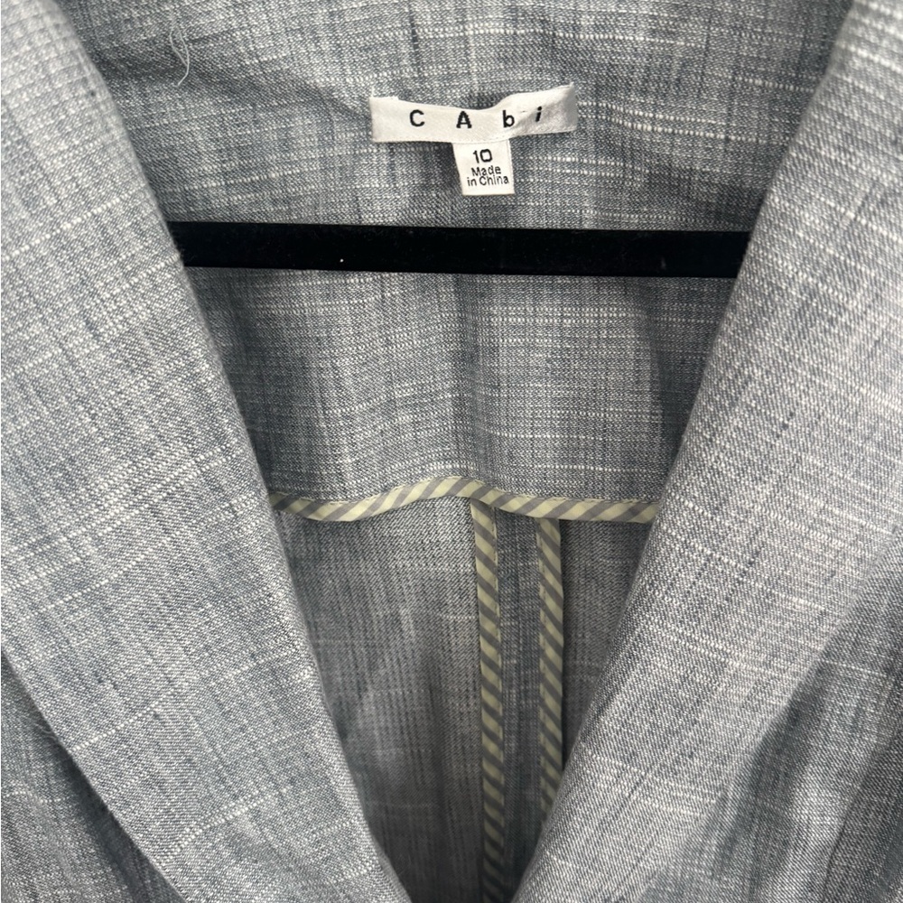 CAbi Breasted Beachwalk One Button Blazer Linen Blend Textured Blue Women’s 10 - Picture 4 of 12